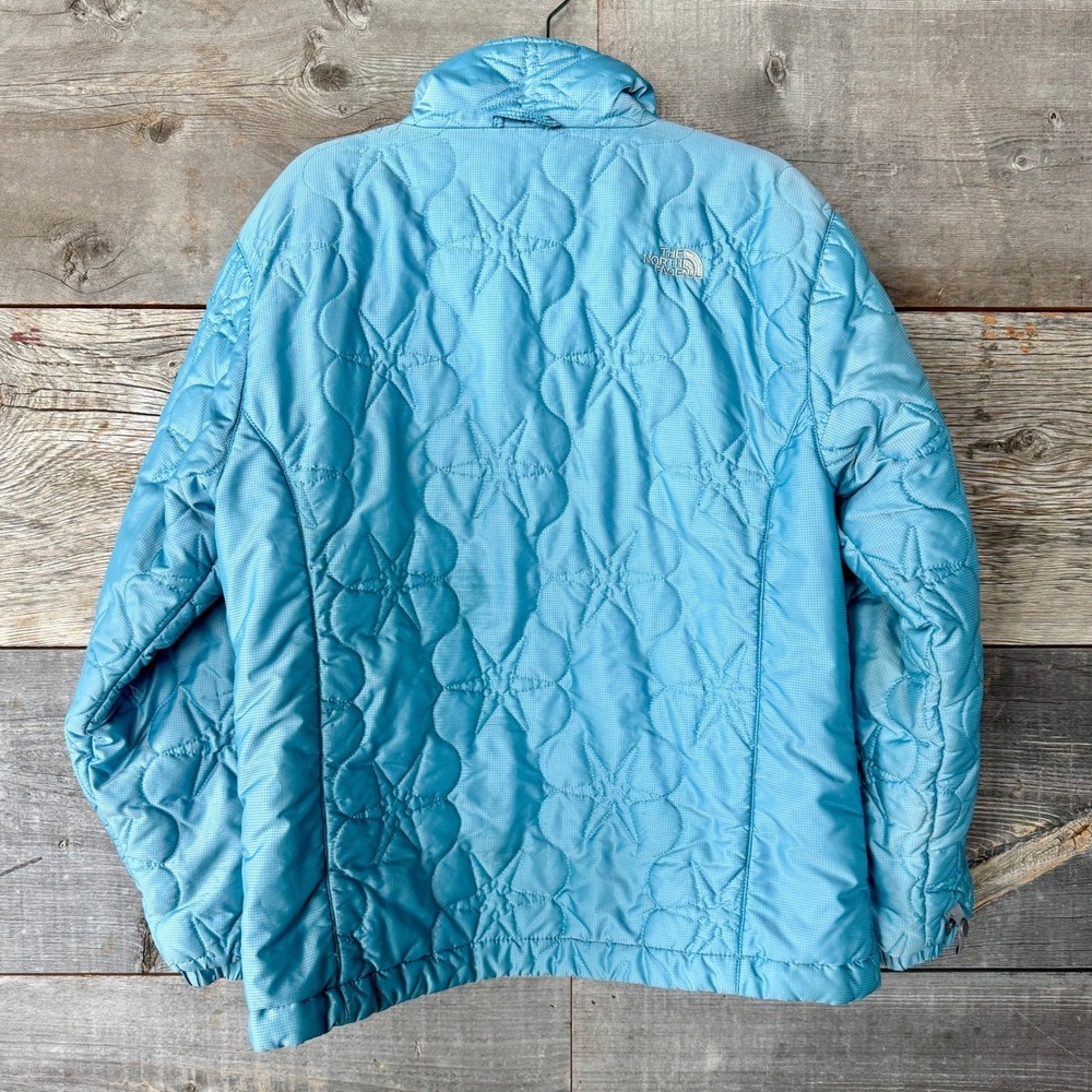 The North Face Girls Star Quilted Puffer‎ Jacket M Light Blue Full Zip READ* - Picture 7 of 15